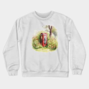 red telephone box countryside Crewneck Sweatshirt